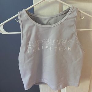 Buffbunny white crop workout top